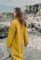 Bayan Sarı Oversize Cepli Kaban