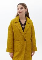 Bayan Sarı Oversize Cepli Kaban