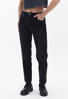 Bayan Siyah Straight-Fit Denim Pantolon