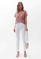 Bayan Pembe Keten V Yaka Tişört