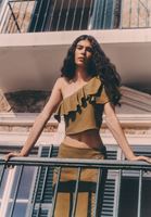 Bayan Yeşil Tek Omuzlu Crop Bluz