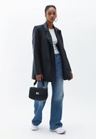 Bayan Siyah Vegan Deri Boyfriend Ceket