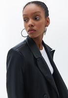 Bayan Siyah Vegan Deri Boyfriend Ceket