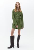 Bayan Yeşil Vegan Deri Ceket Elbise