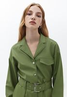 Bayan Yeşil Vegan Deri Ceket Elbise