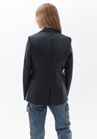 Bayan Siyah Vegan Deri Blazer Ceket