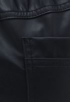 Bayan Siyah Vegan Deri Straight-Fit Pantolon