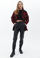 Bayan Siyah Vegan Deri Jogger Pantolon