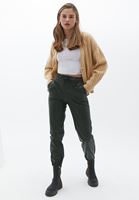 Bayan Yeşil Vegan Deri Jogger Pantolon