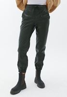 Bayan Yeşil Vegan Deri Jogger Pantolon