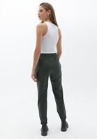 Bayan Yeşil Vegan Deri Jogger Pantolon