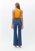 Bayan Mavi Pamuklu Flare Denim Pantolon 