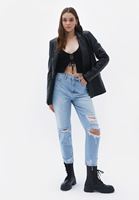 Mom-Fit Pantolon ve Büstiyer Kombini