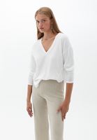 Bayan Krem Uzun Kollu V Yaka Tişört ( MODAL )