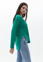 Bayan Yeşil Uzun Kollu V Yaka Tişört ( MODAL )
