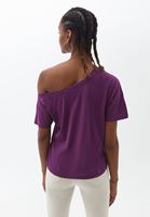 Bayan Mor Yaka Detaylı Tişört