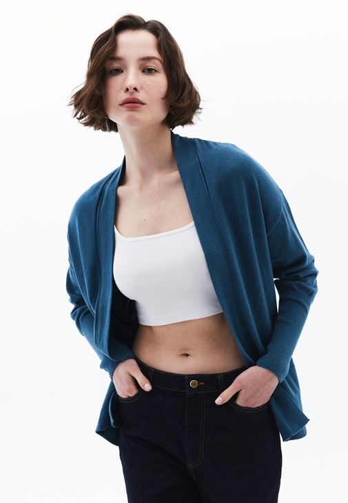 Mavi Modal Midi Boy Triko Hırka