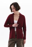 Bayan Bordo Midi Boy Triko Hırka ( MODAL )