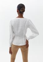 Bayan Krem Romantik Gipeli Bluz ( MODAL )