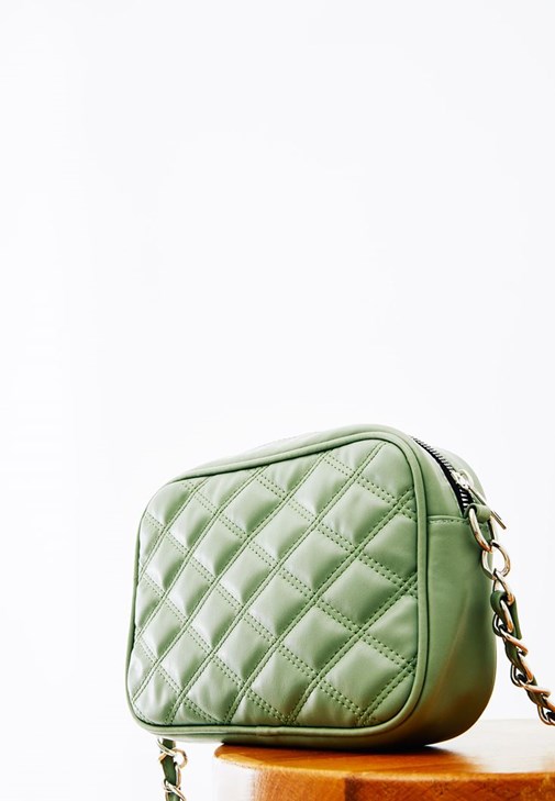 Yeşil Kapitoneli Askılı Çanta