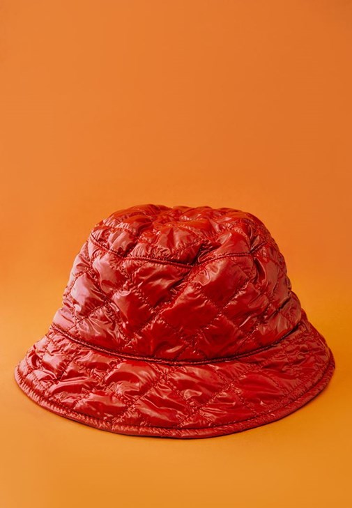 Kırmızı Kapitone Bucket Şapka