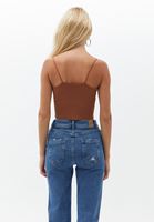 Bayan Kahverengi Dikişsiz Crop Top