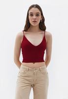 Bayan Kırmızı Dikişsiz Crop Top