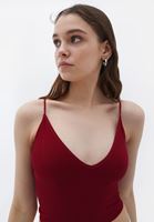 Bayan Kırmızı Dikişsiz Crop Top