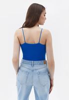 Bayan Mavi Dikişsiz Crop Top