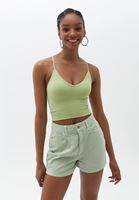 Bayan Yeşil Dikişsiz Crop Top