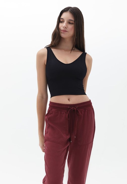 Jakarlı Dikişsiz Atlet ve Culotte Pantolon Kombini