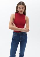 Bayan Kırmızı Dik Yaka Seamless Atlet