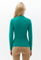 Bayan Yeşil Pamuklu Yaka Detaylı Tişört