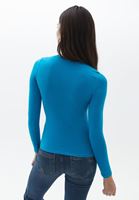 Bayan Mavi Uzun Kollu Kare Yaka Tişört