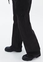 Bayan Siyah Orta Bel Pamuklu Kargo Pantolon