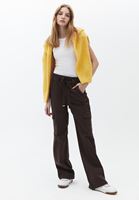 Bayan Kahverengi Orta Bel Pamuklu Kargo Pantolon