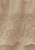 Bayan Bej Nakışlı Midi Etek