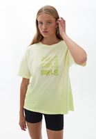 Bayan Yeşil Pamuklu Oversize Tişört