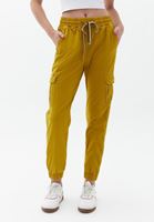 Bayan Yeşil Beli Lastikli Kargo Jogger Pantolon