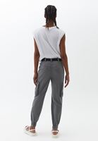 Bayan Gri Orta Bel Kemerli Jogger Pantolon
