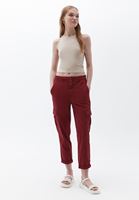 Bayan Bordo Ultra Yüksek Bel Carrot-Fit Pantolon