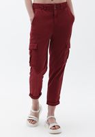 Bayan Bordo Ultra Yüksek Bel Carrot-Fit Pantolon