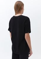 Bayan Siyah Baskılı Oversize Tişört