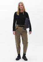 Bayan Yeşil Toka Detaylı Baggy-Fit Pantolon