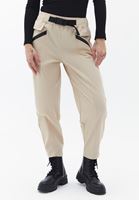 Bayan Bej Toka Detaylı Baggy-Fit Pantolon