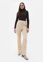 Bayan Bej Püskül Detaylı Wide-Leg Pantolon