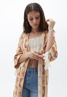 Bayan Çok Renkli Yırtmaç Detaylı Püsküllü Hırka