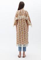 Bayan Çok Renkli Yırtmaç Detaylı Püsküllü Hırka