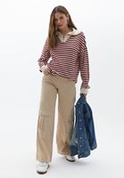 Bayan Çok Renkli Çizgili Loose-Fit Kazak