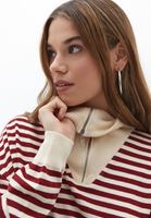 Bayan Çok Renkli Çizgili Loose-Fit Kazak